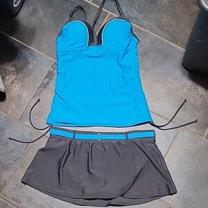 Free Country Women's Blue and Gray Swim Set Med top XL Bottom